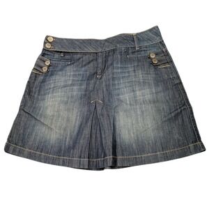 Vtg Camaieu Y2K Women's Blue Denim Mini Skirt Size 12/EU 40 Dark Wash New Preppy